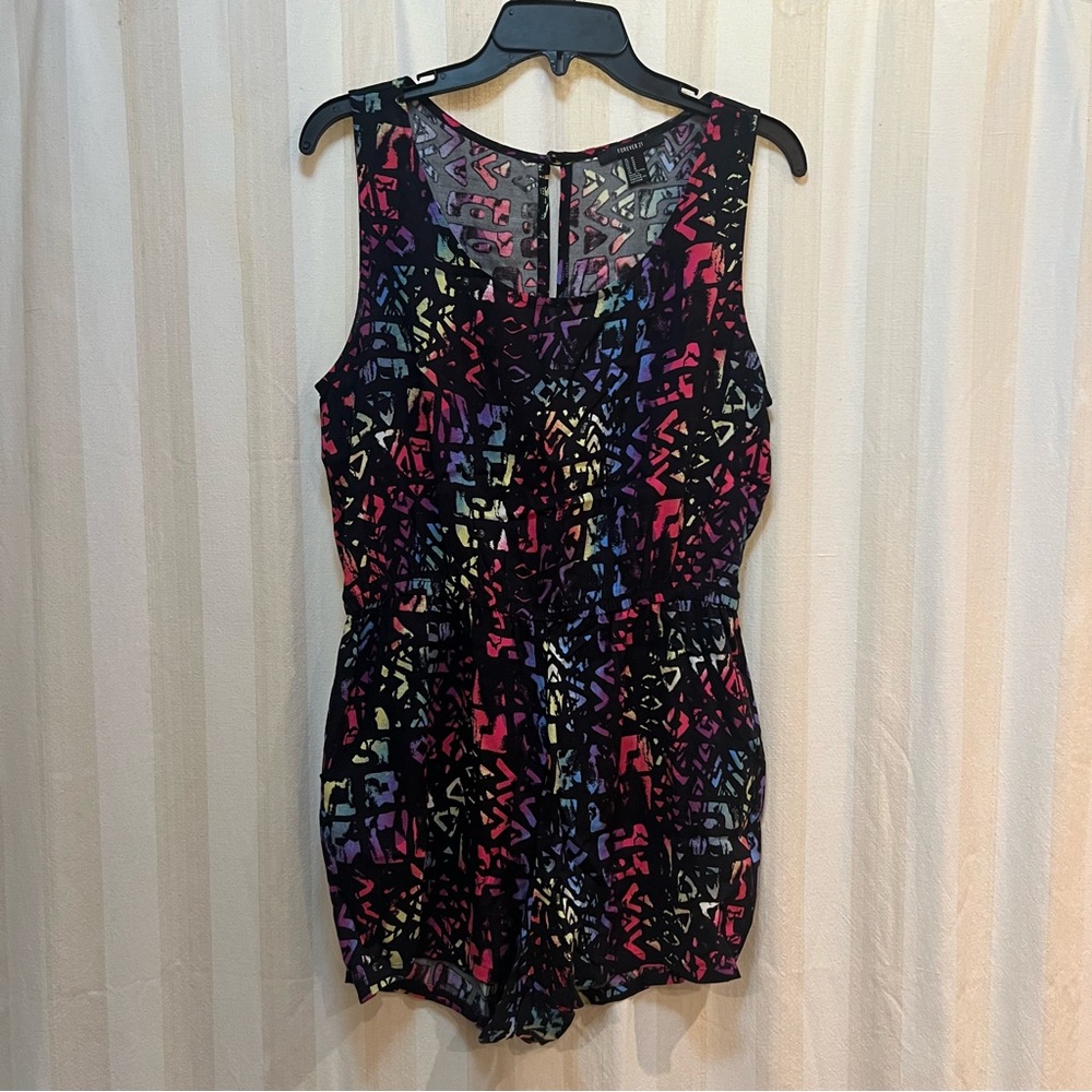 Black and Rainbow Patterned Romper